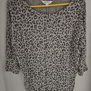 Small, black and white print,  Market and Spruce sweater